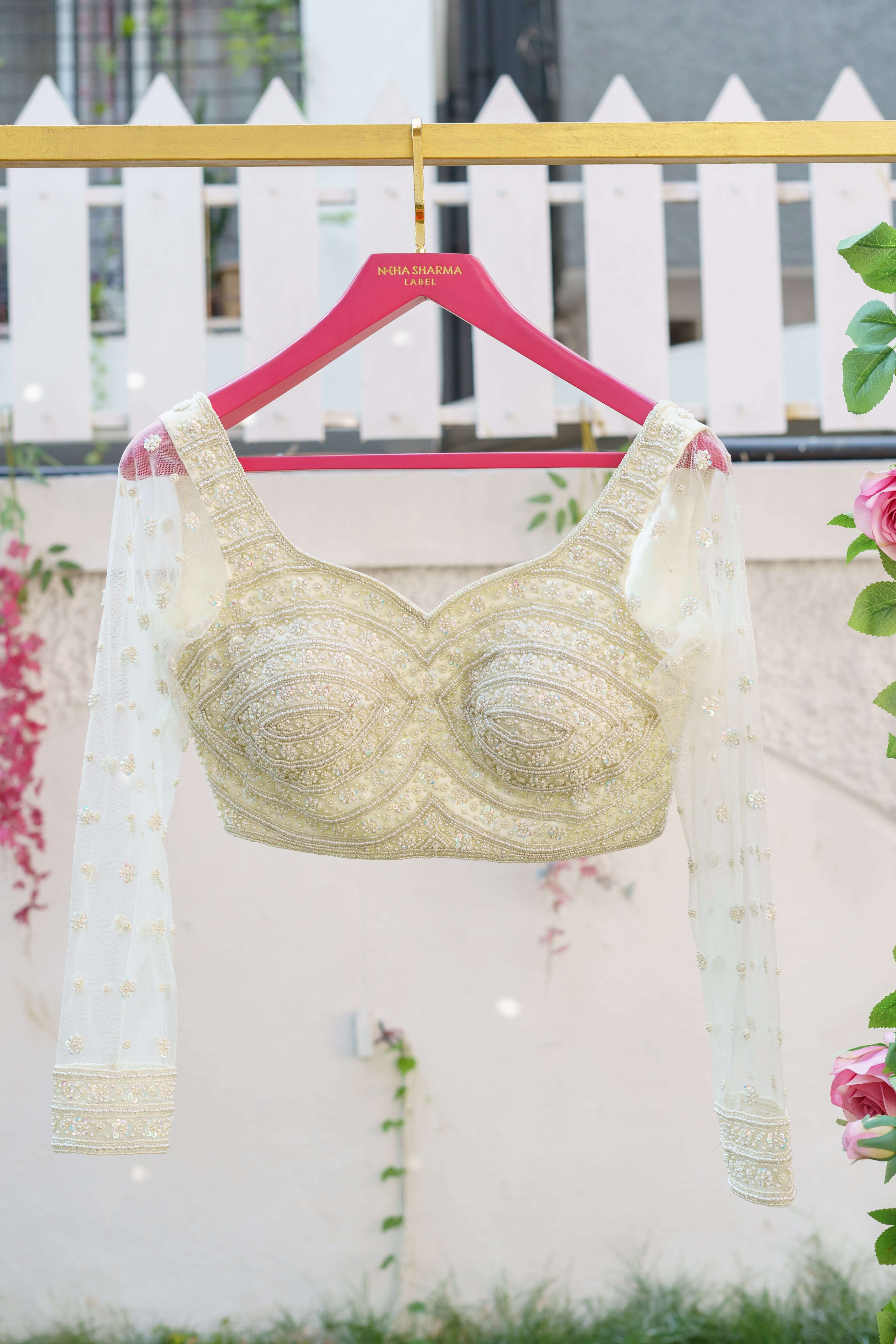 Pearl Whisper Off-White Net Blouse